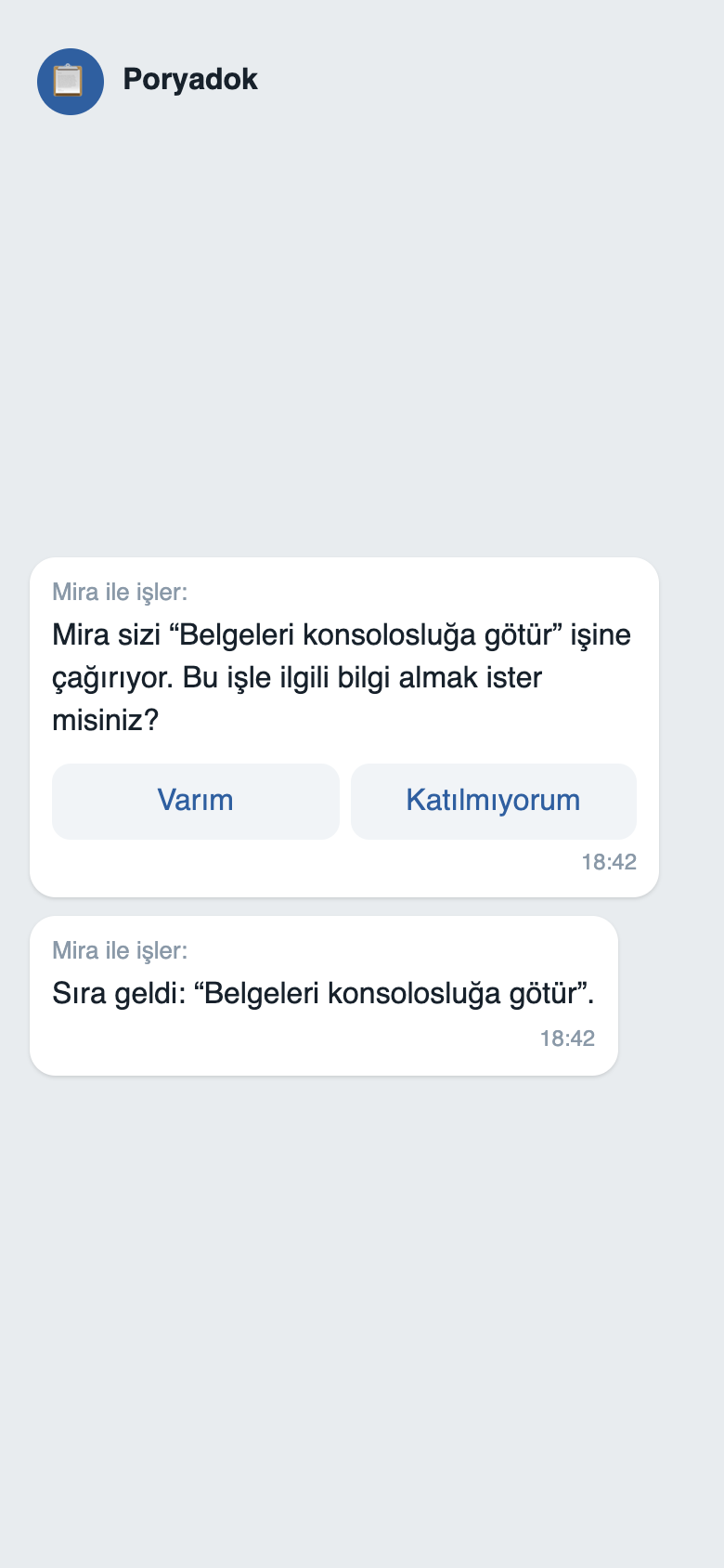 Telegram botu: işe davet ve «Vakit geldi»
